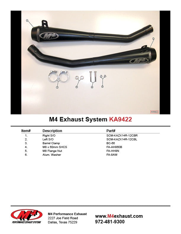 M4 Exhaust KA9422 Component Key