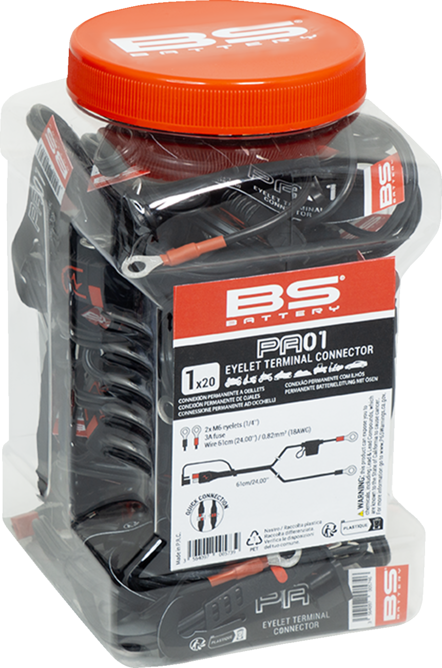BS Battery Eyelet Connector - Battery - Wire Terminal - Black/Red - 20 Pack