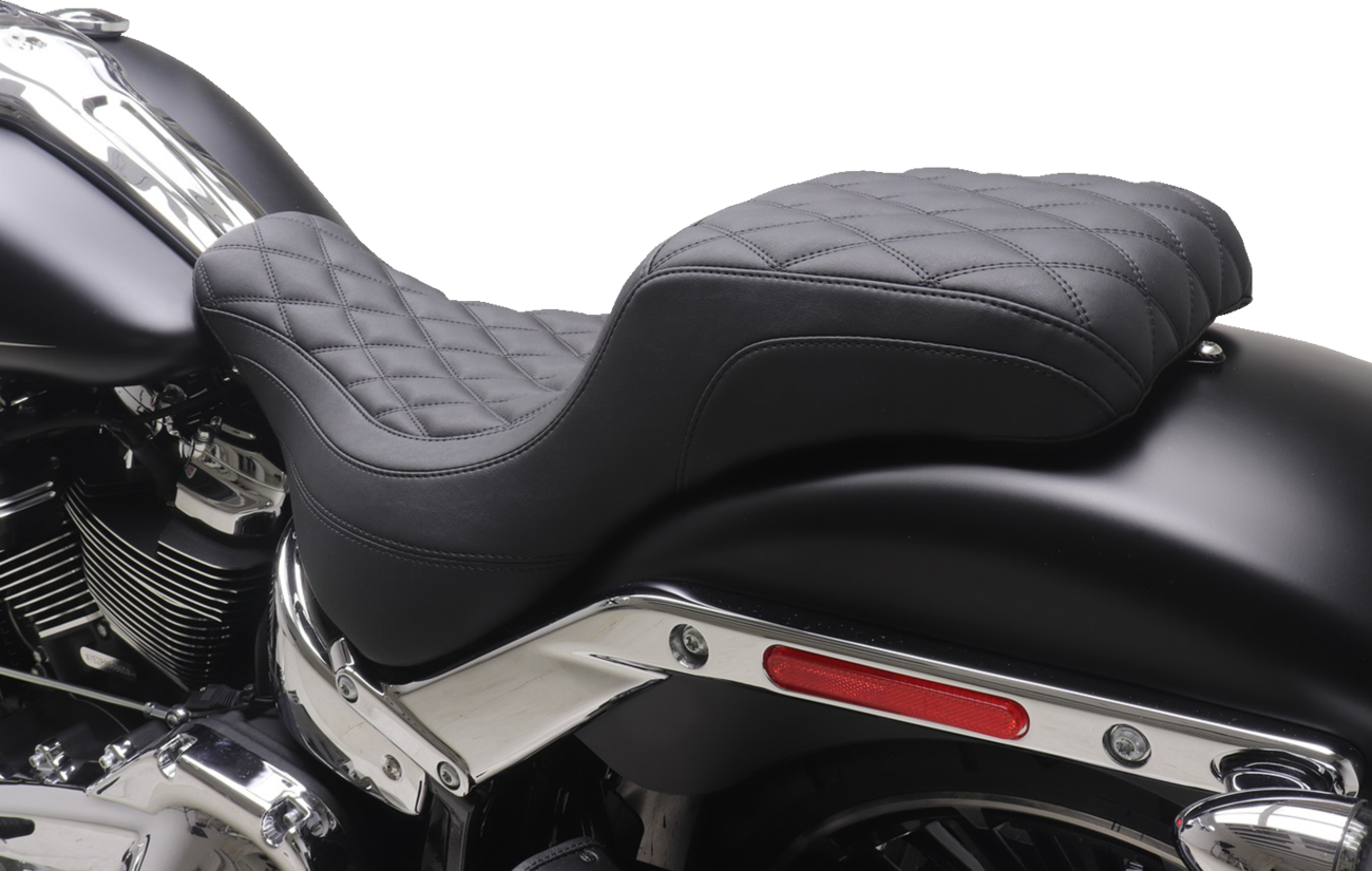 Mustang One-Piece/2-Up Squareback Seat - Double Diamond - Black Stitch - FXBR '23-'25