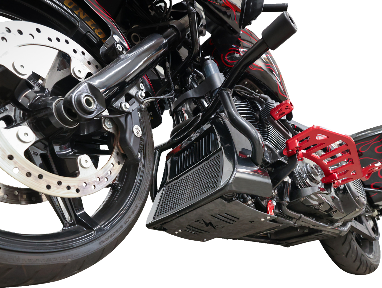 Thrashin Supply CO. Skid Plate - Carbon Fiber/Forged - With Red Brackets - FLHX/FLTRX