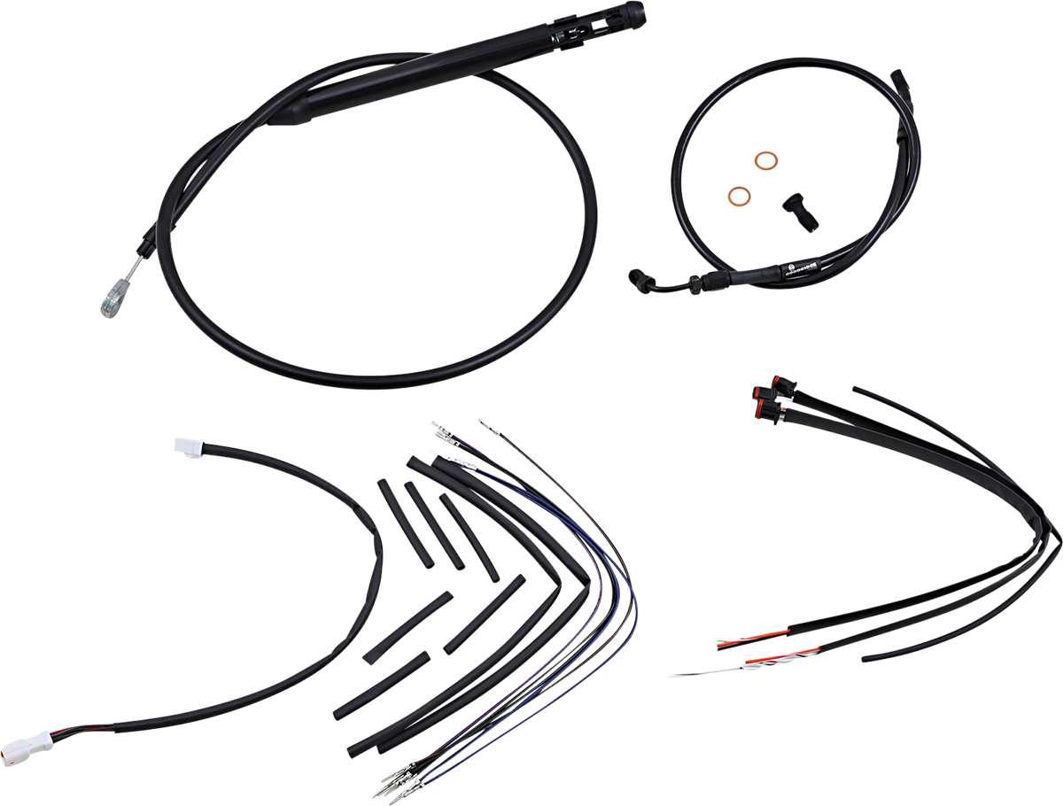 Burly Brand Jail Bar Cable Kit - 14" Handlebars - Black Vinyl - '18-'24 Softail
