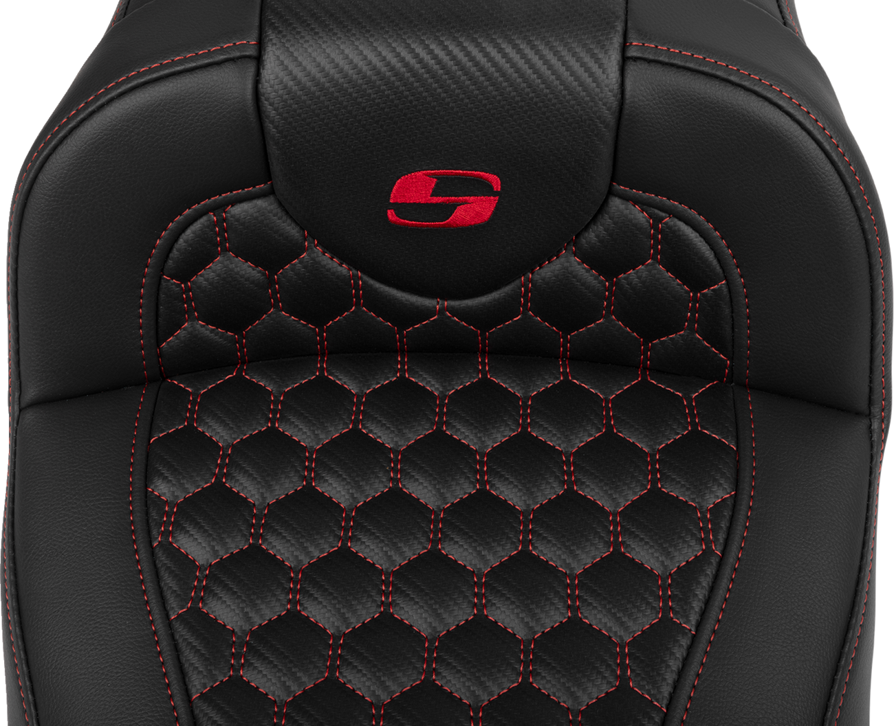 Saddlemen Roadsofa™ Extended Reach Seat - With Backrest - Honeycomb - Red Stitch - FLTR/FLHX '23-'24