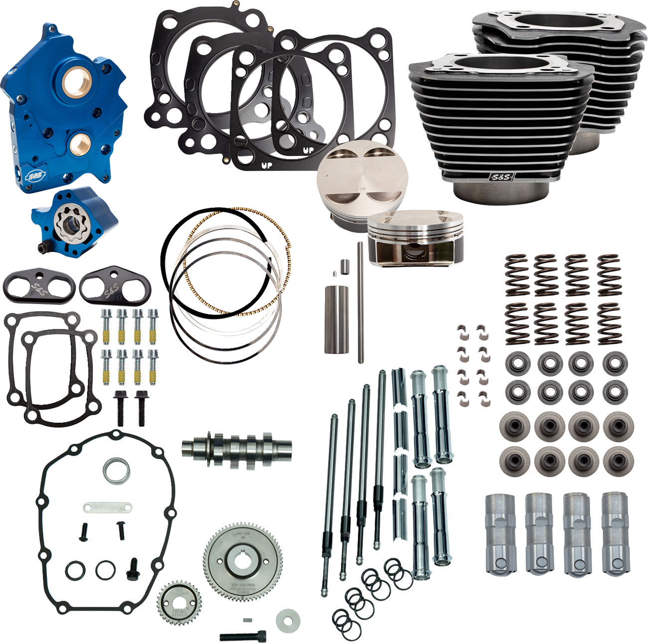 S&S Cycle Power Pack - Water Cooled - 550G - Black Granite W/Highlight - Chrome Pushrod Tubes - M8