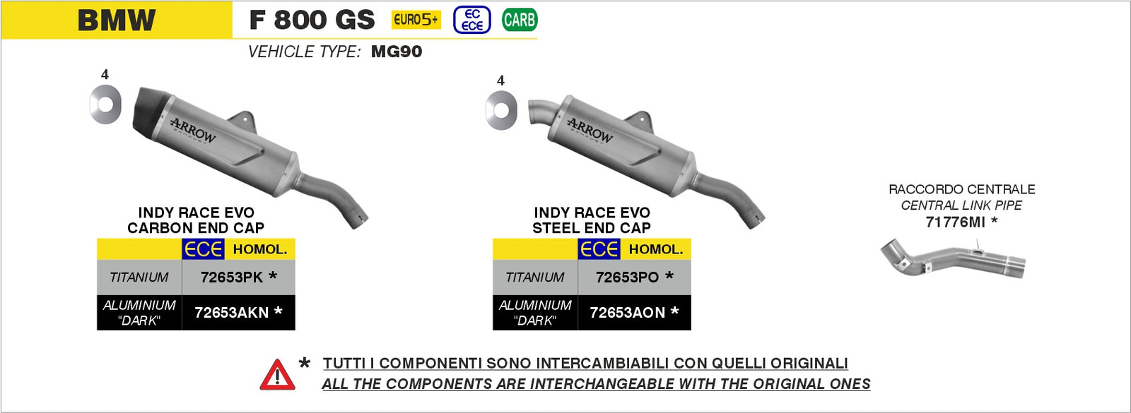 Arrow 71776MI Central Link Pipe Interchangeable With Original One