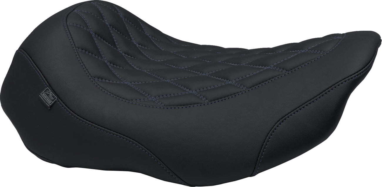 Mustang Wide Tripper™ Seat - Solo - Sky Blue Stitching - FLT/FLH '23-'25