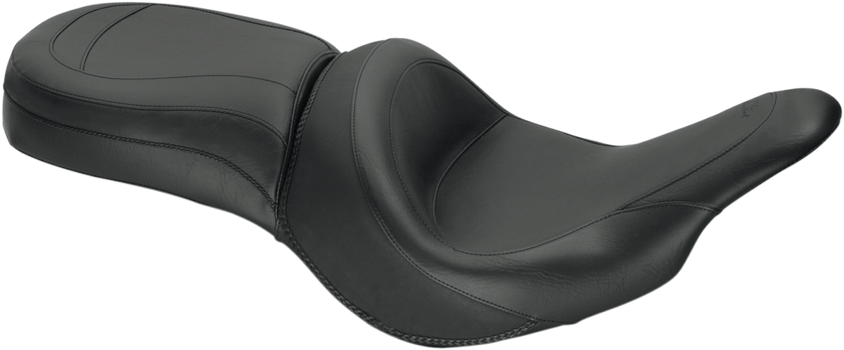 Mustang Seat - Vintage - Wide - Touring - Without Driver Backrest - One-Piece - Smooth - Black - Vaquero