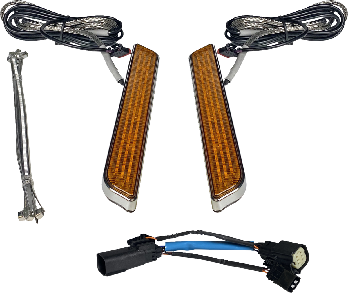 Custom Dynamics LED Fork Light - Amber - Chrome