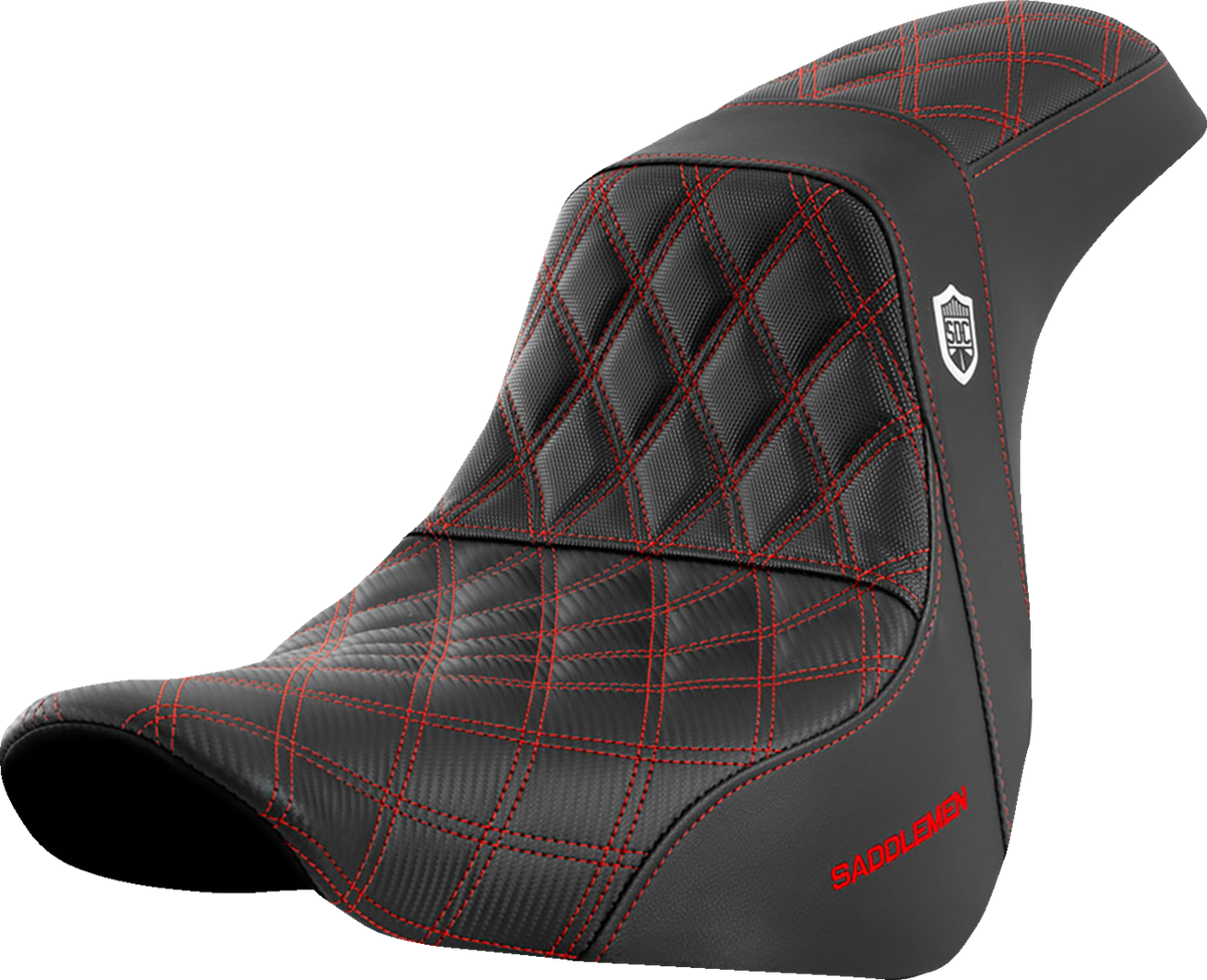 Saddlemen Pro Series SDC Performance Seat - W/O Backrest - Red Stitch - FL/FX '18-'20