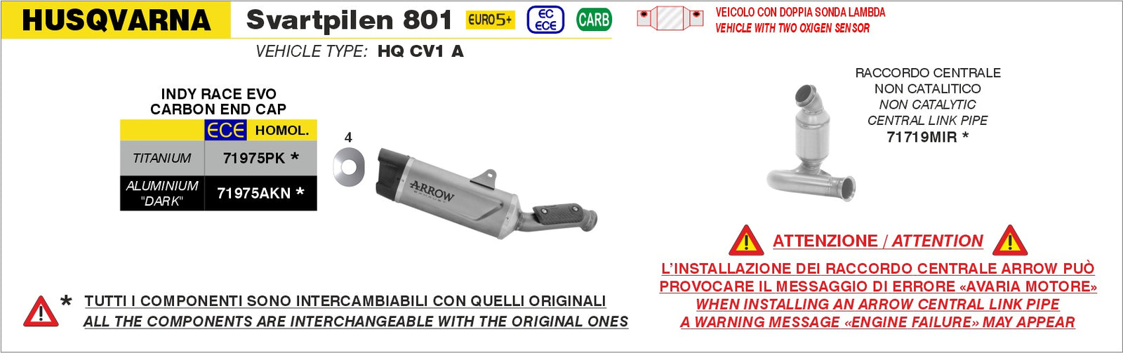 Arrow 71975AKN Indy Race EVO Aluminium Dark Slip On With Carbon End Cap