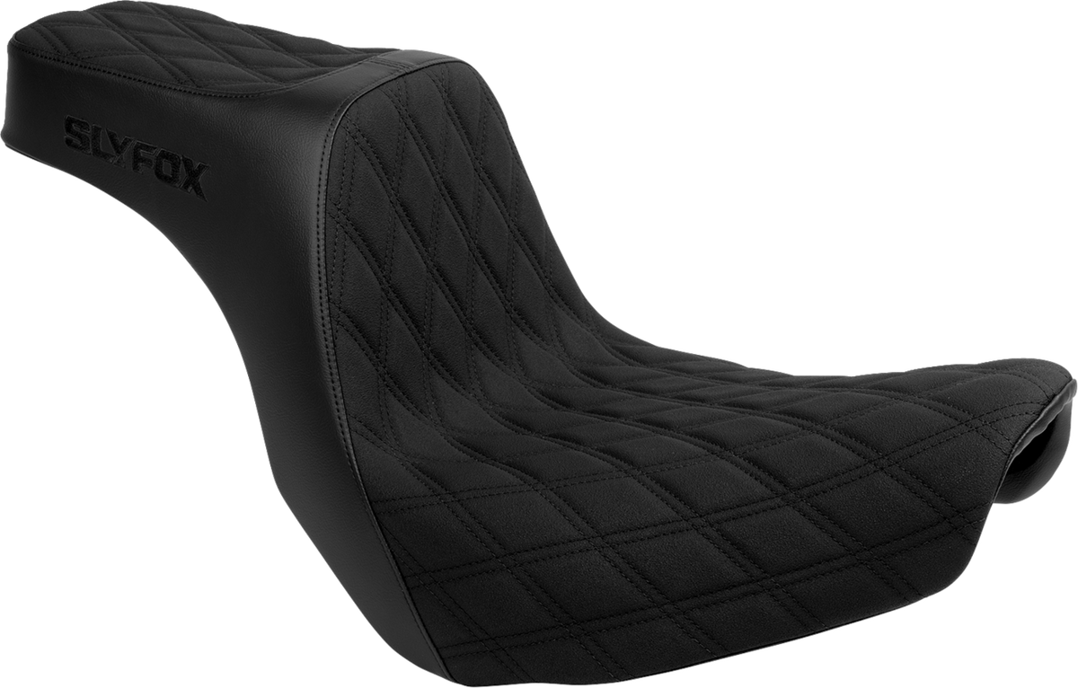 Slyfox High Noon Seat - Double Diamond - Black Logo - Black Stitch - FL/FX '18-'25