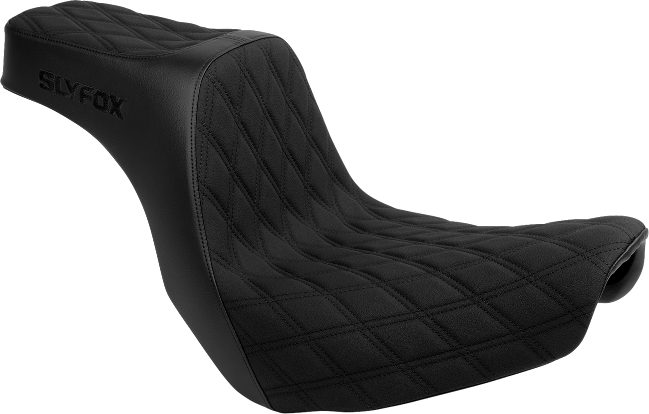 Slyfox High Noon Seat - Double Diamond - Black Logo - Black Stitch - FL/FX '18-'25