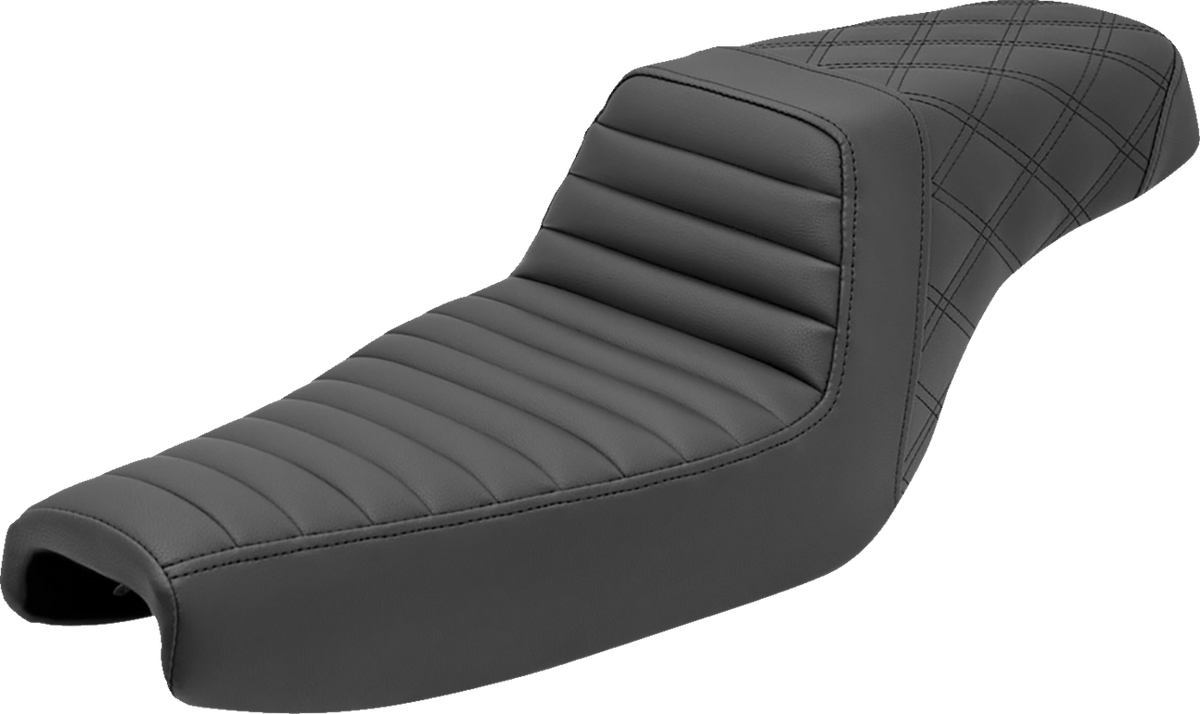 Saddlemen Step-Up Seat - Front Tuck-N-Roll/Rear Lattice Stitch - Black