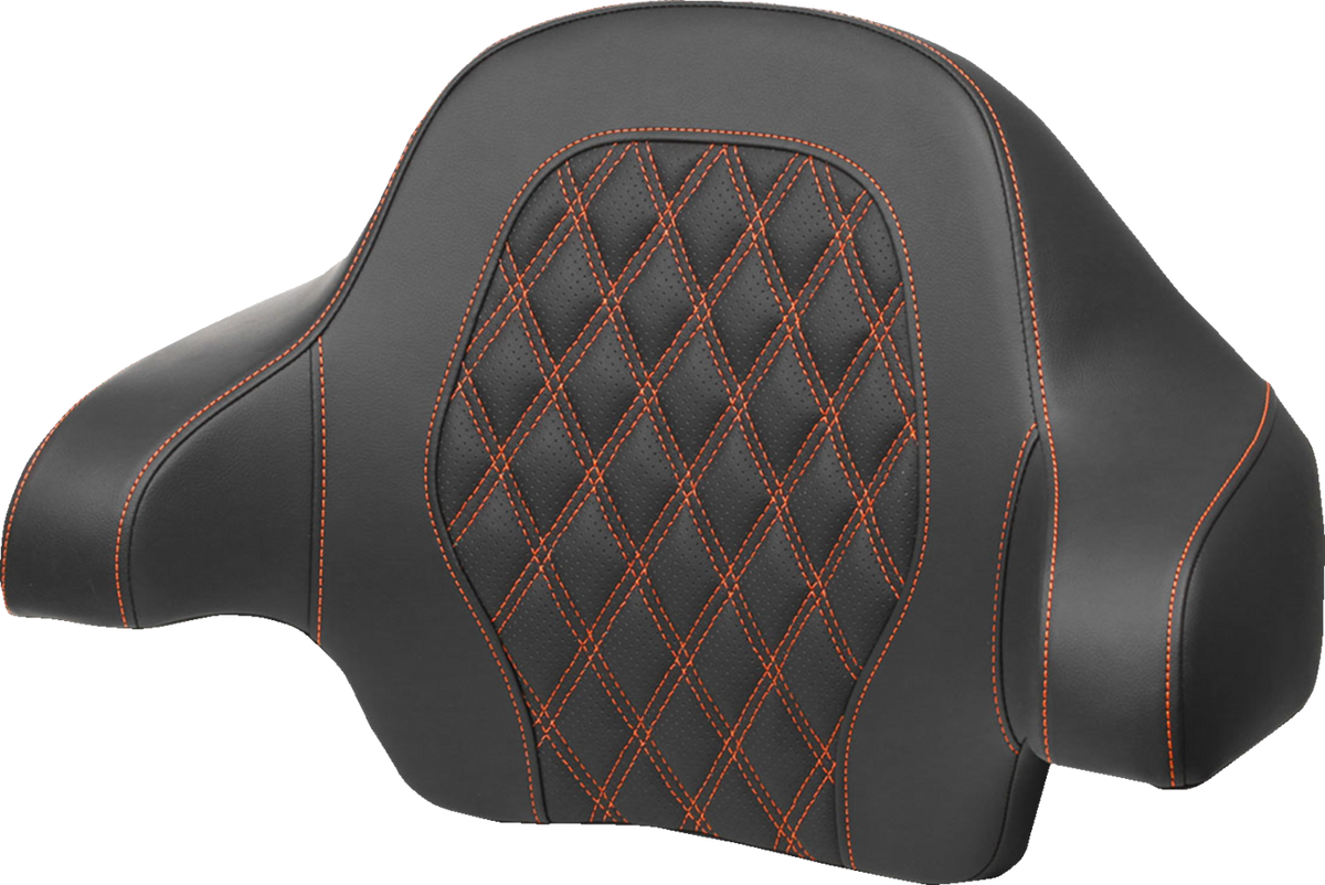 Saddlemen Tour-Pak® Backrest Pad - Lattice Stitch - Orange Stitch - FL '14-'24