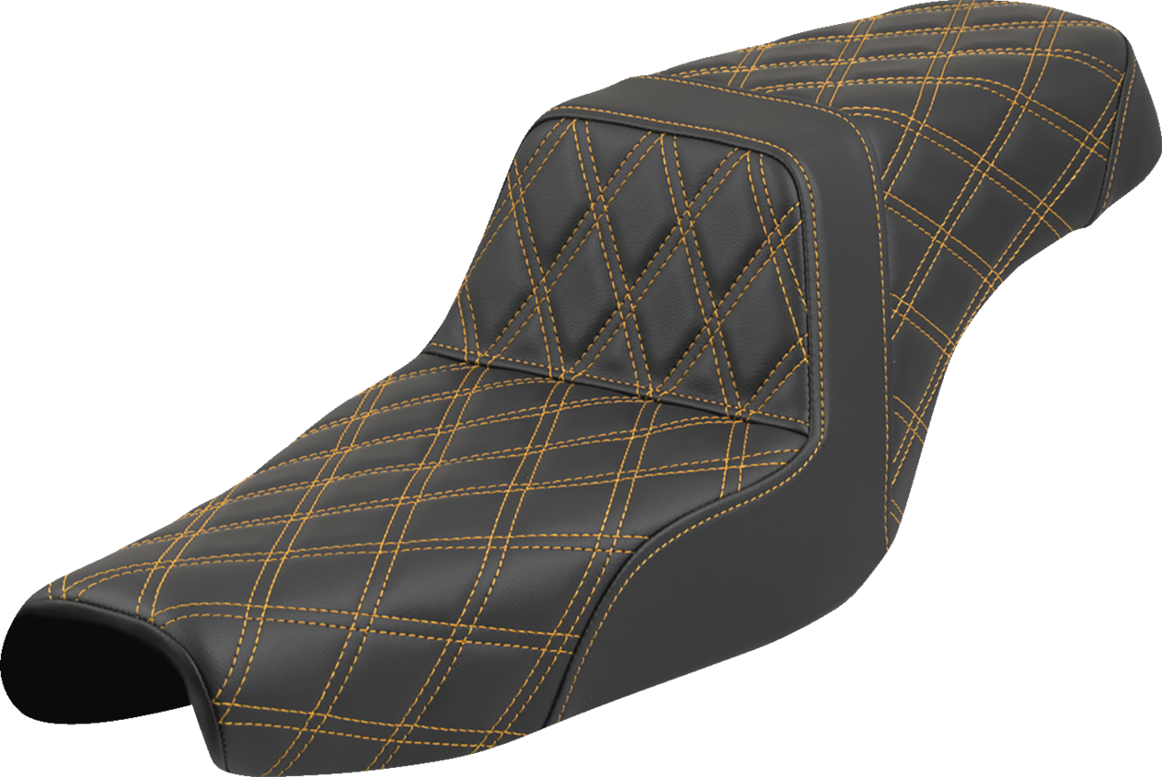 Saddlemen Step-Up Seat - Lattice Stitch - Gold Stitch - XL '04-'22