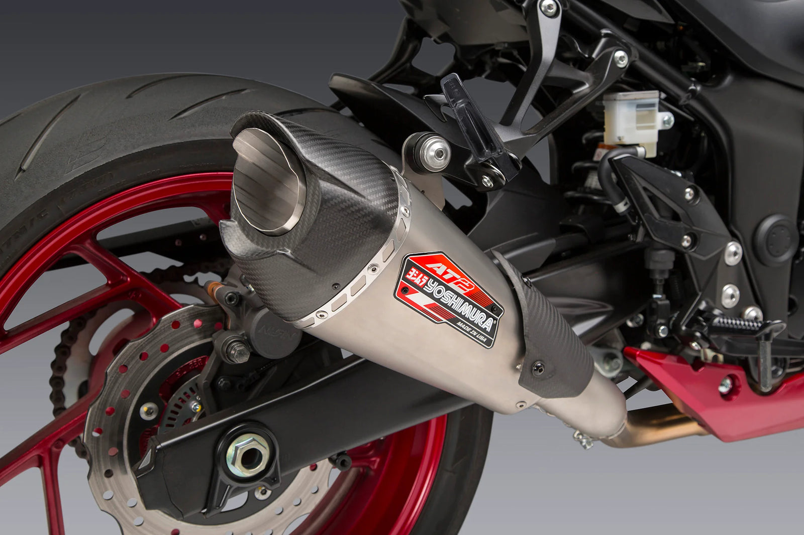 Yoshimura GSX-S750/Z 18-23 AT2 Stainless Slip-On Exhaust, W/ Stainless Muffler