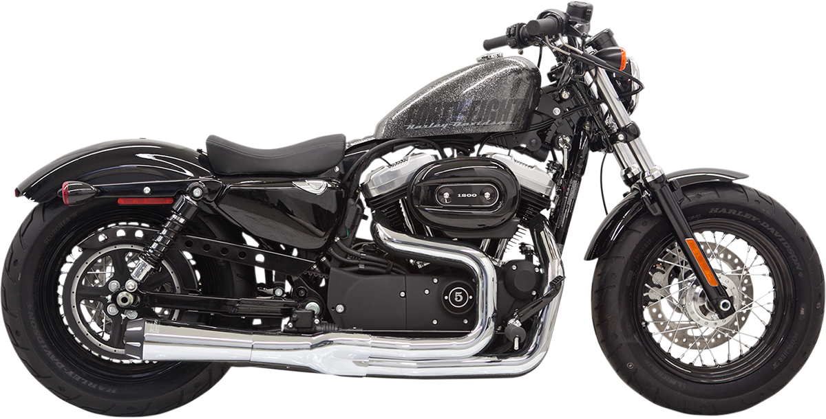 Bassani Xhaust Mega Power Exhaust - Chrome - Short - '14-'21 XL With Mid/Forward Controls