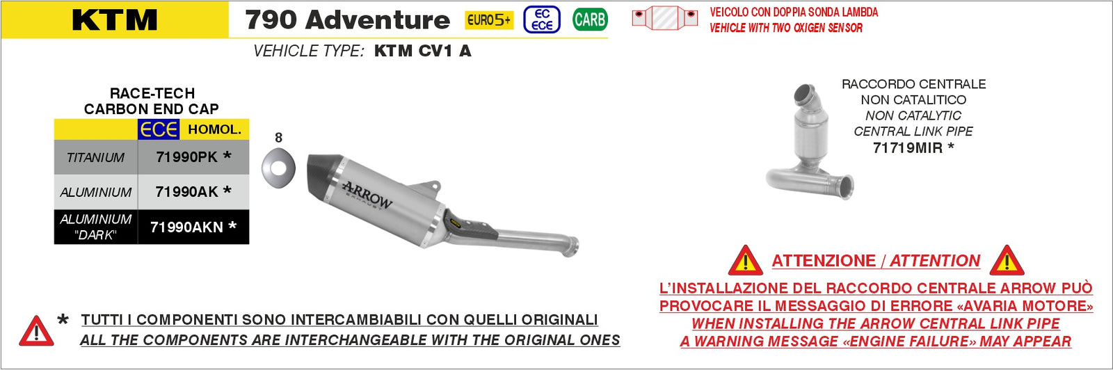 Arrow 71990AK Race-Tech Aluminium Slip On With Carbon End Cap