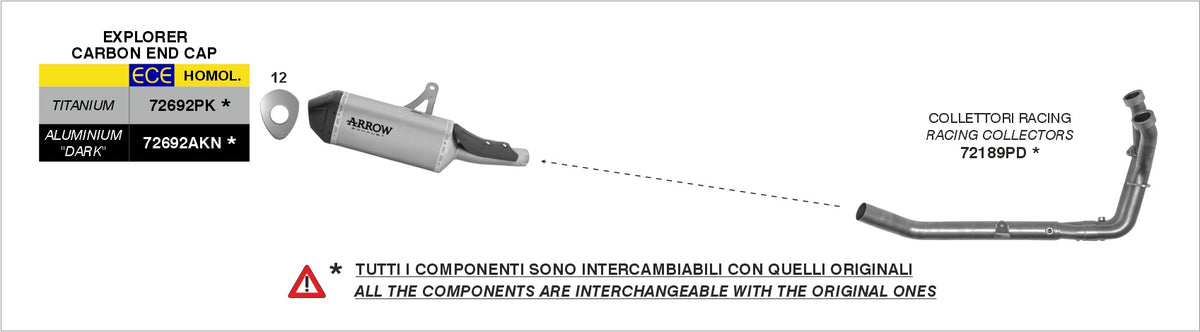 Arrow 72189PD Racing Headers Interchangeable With Original Ones