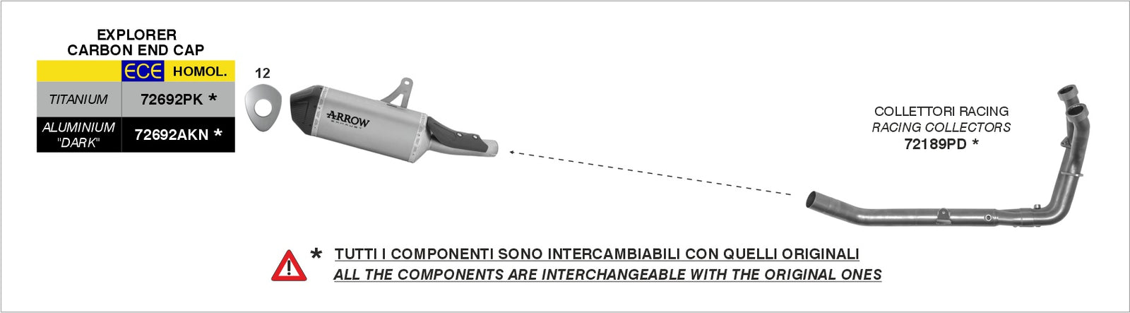 Arrow 72189PD Racing Headers Interchangeable With Original Ones