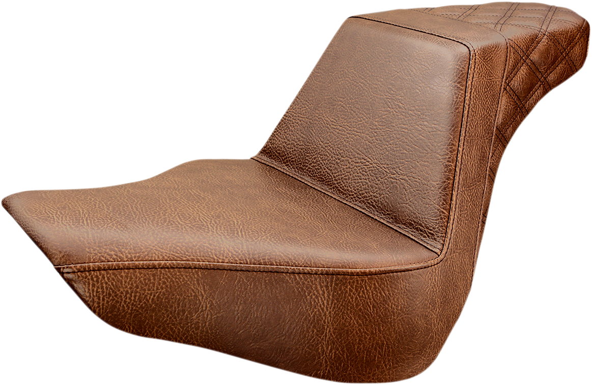 Saddlemen Step-Up Seat - Rear Lattice Stitch - Brown - FL/FX '18-'24