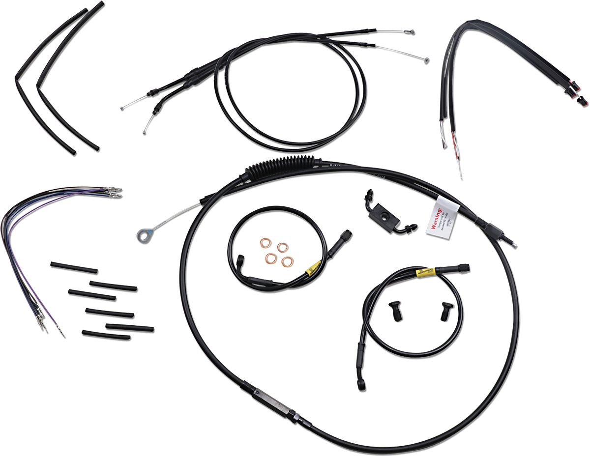 Burly Brand Jail Bar Cable Kit - 12" Handlebars - Black Vinyl - '12-'17 FXDWG