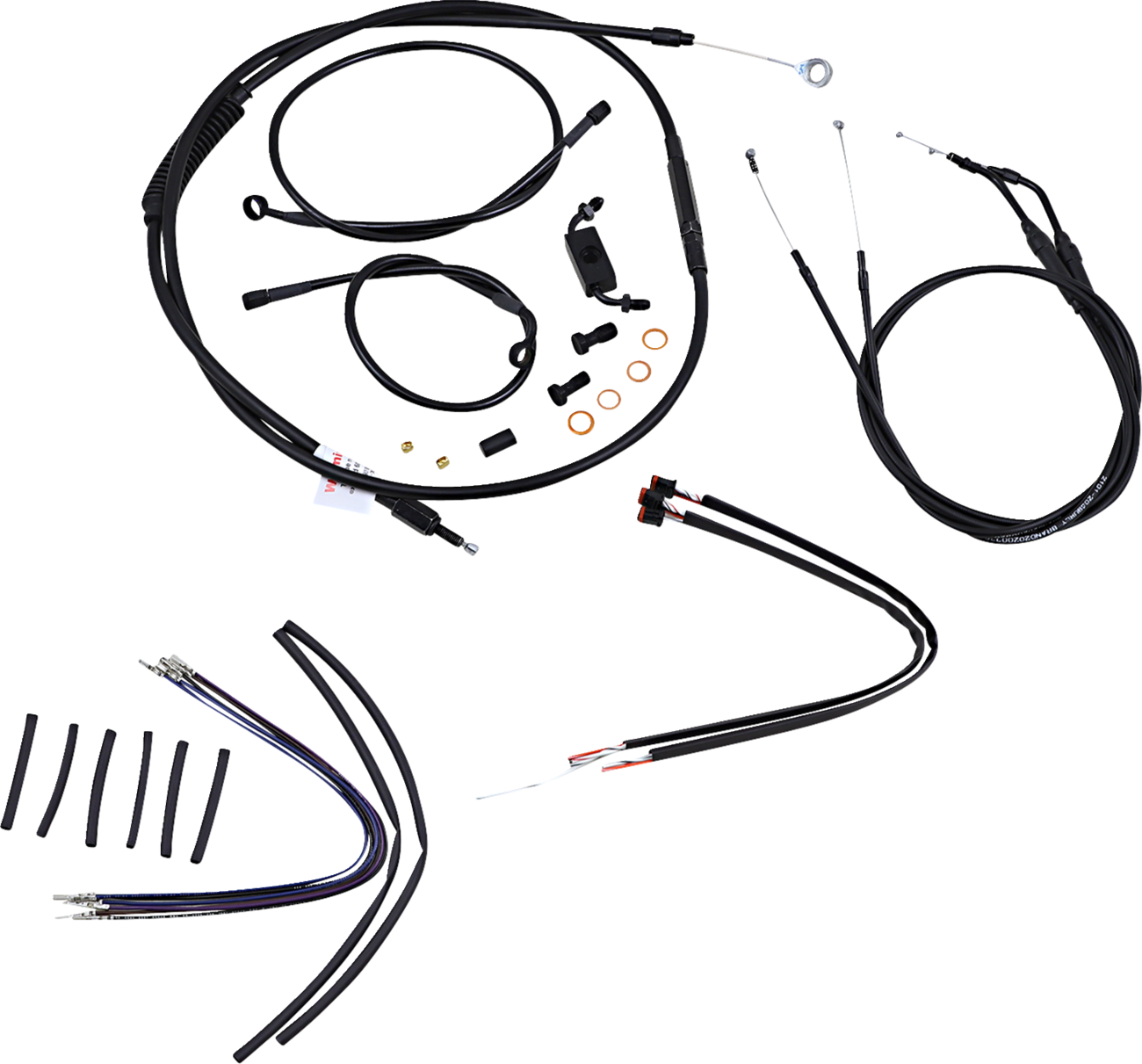 Burly Brand Complete Black Vinyl Handlebar Cable/Line Kit For Ape Hangers - 12" - ABS - '12-'17 Dyna
