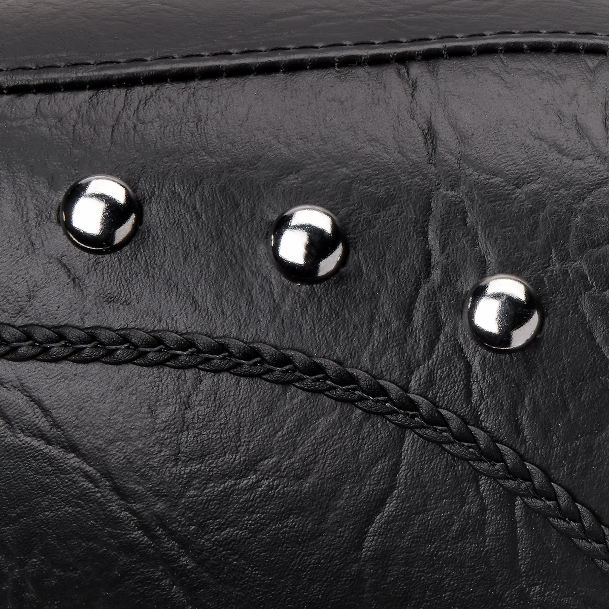 Mustang Wide Rear Seat - Studded - Black - FLST '00-'15
