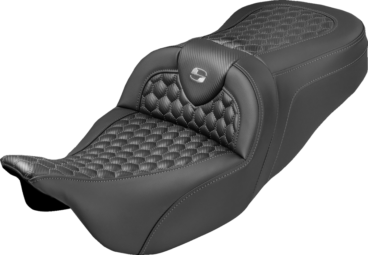 Saddlemen Roadsofa™ Seat - Honeycomb Stitch - Gray Stitch - No Backrest - FLH/FLT '08-'25