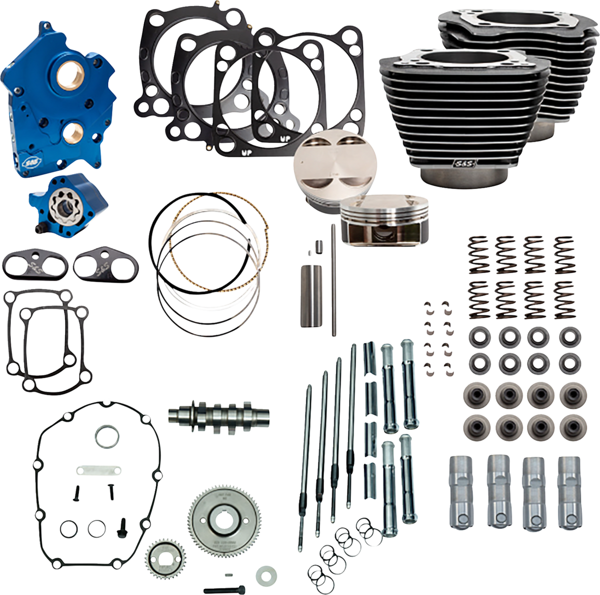 S&amp;S Cycle Power Pack - Oil Cooled - 550G - Black Granite W/Highlight - Chrome Pushrod Tubes - M8