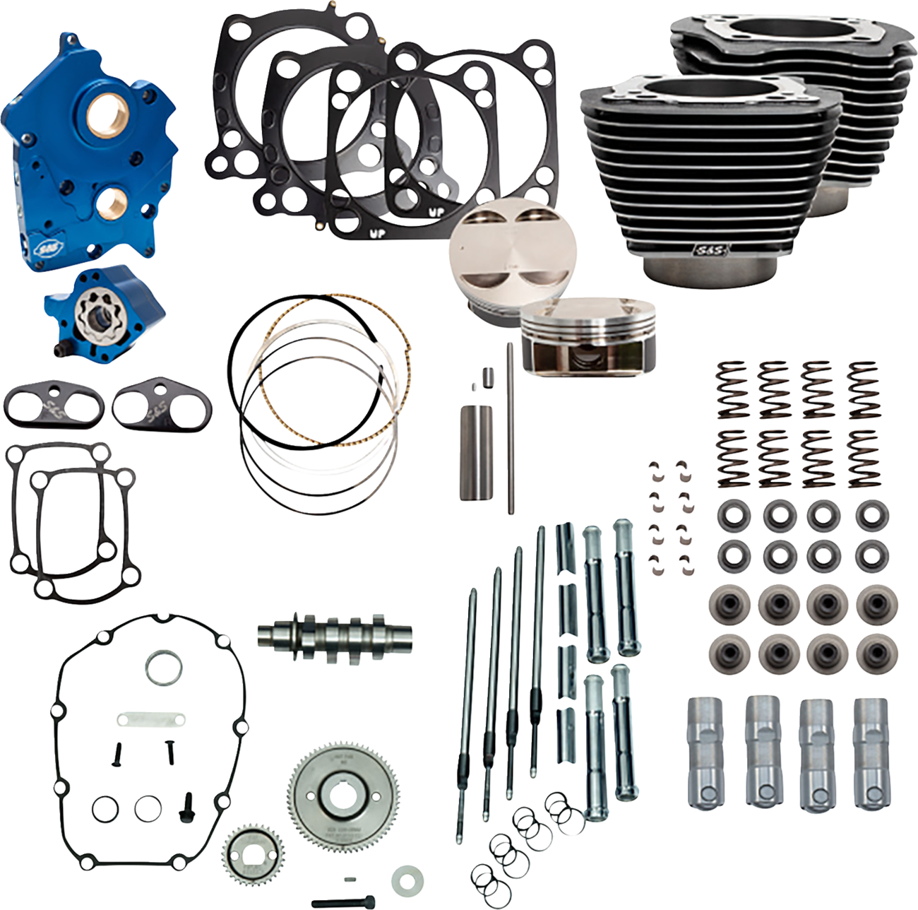 S&S Cycle Power Pack - Oil Cooled - 550G - Black Granite W/Highlight - Chrome Pushrod Tubes - M8