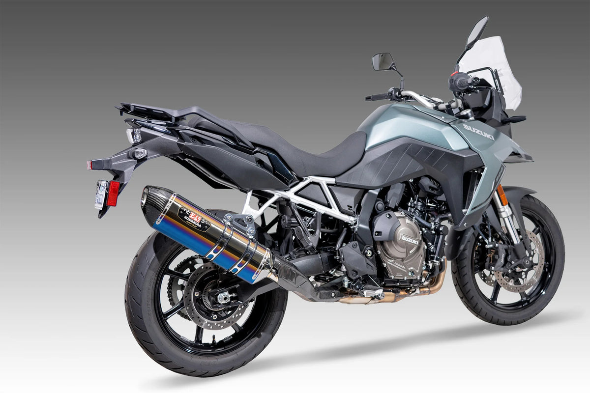 Yoshimura V-Strom 800 23-26 R-77j Stainless Slip-On Exhaust, W/ Titanium Blue Sleeve