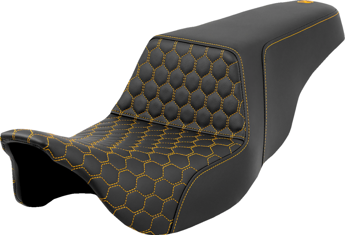 Saddlemen Step-Up Seat - Honeycomb - Gold Stitching - FL '08-'23