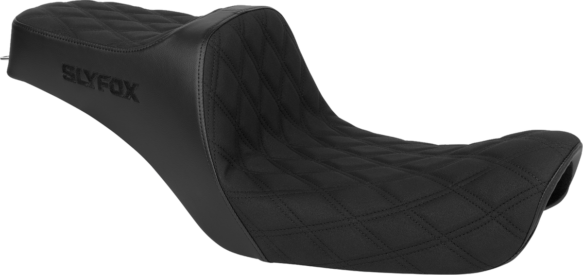Slyfox High Noon Seat - Double Diamond - Black Logo - Black Stitch - FXD '96-'03
