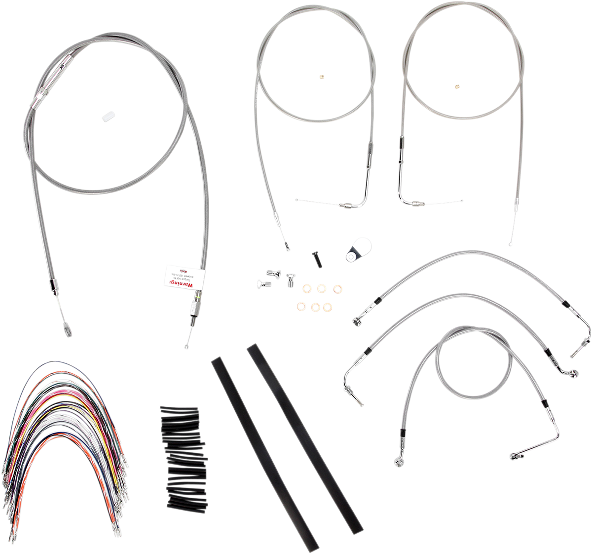 Burly Brand Complete Stainless Braided Handlebar Cable/Brake Line Kit - 16" Ape Hangers - '07 Touring