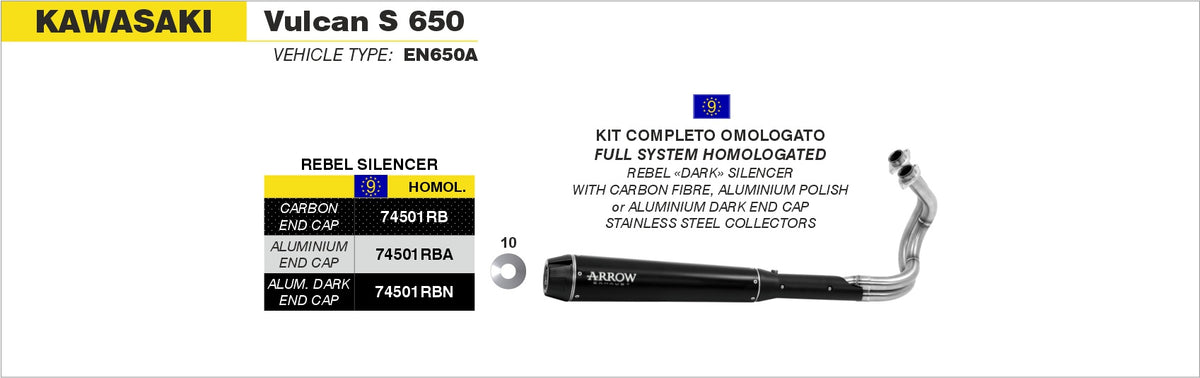 74501RB Full System Rebel With Carbon Fiber Rear End Cap