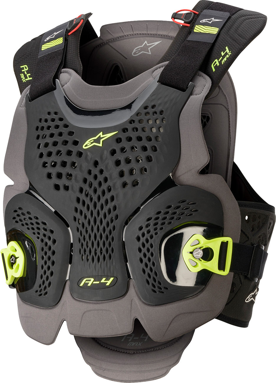 Alpinestars A-4 Max Chest Guard - Black/Anthracite/Yellow Fluo - XS/S