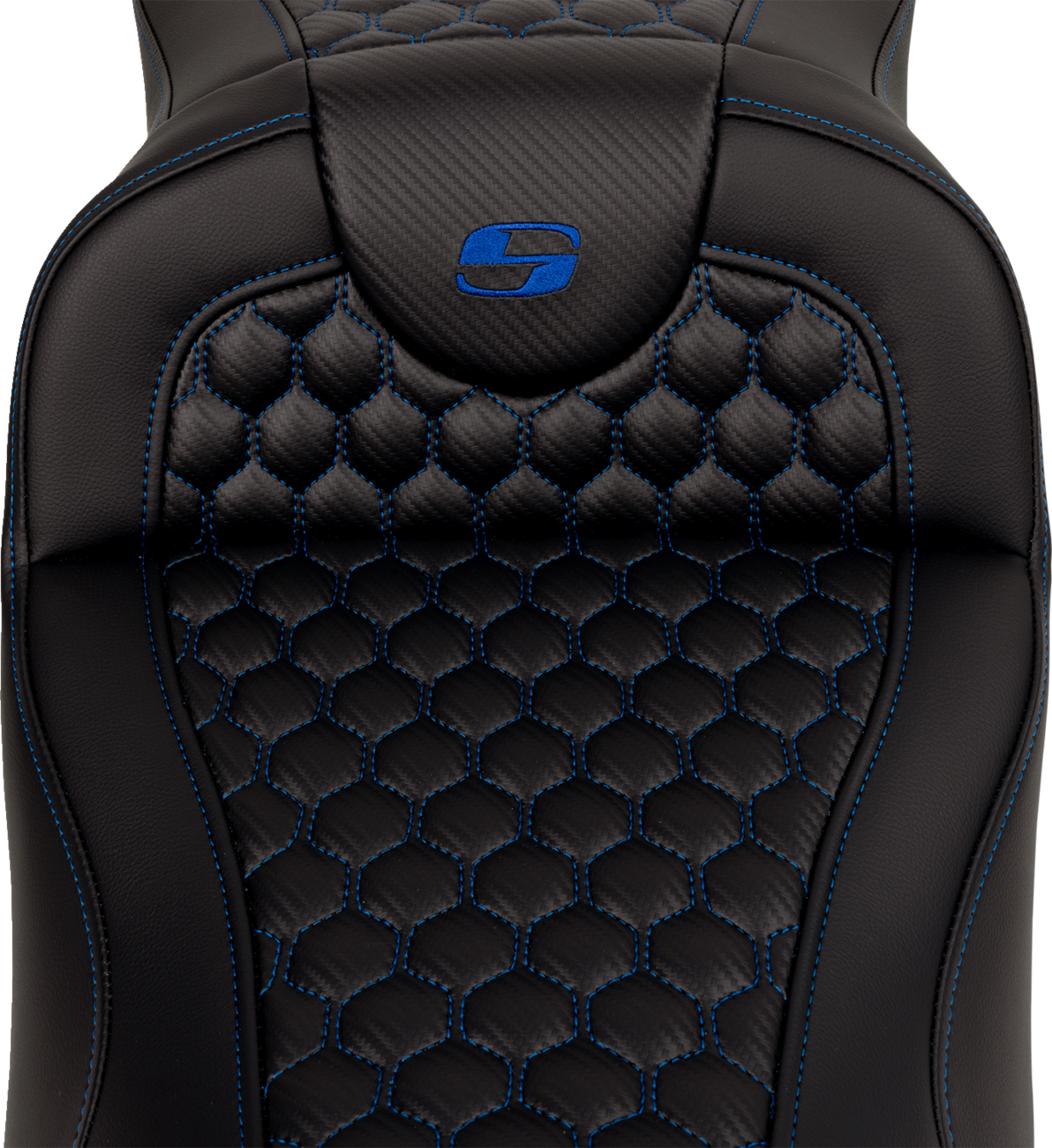 Saddlemen RoadSofa™ Seat - Honeycomb - Blue Stitch - Extended Reach - Without Backrest - FLH/FLT '08-'24