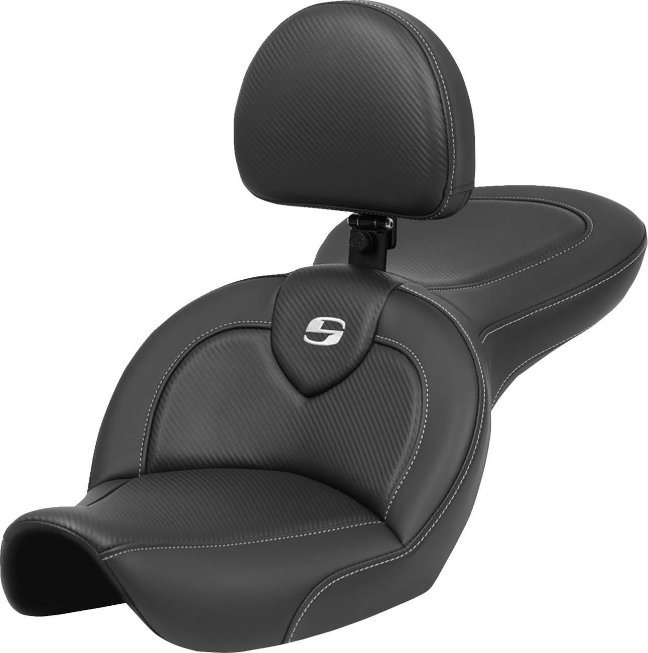 Saddlemen Roadsofa™ Seat - With Backrest - Carbon Fiber - FXDWG '96-'03