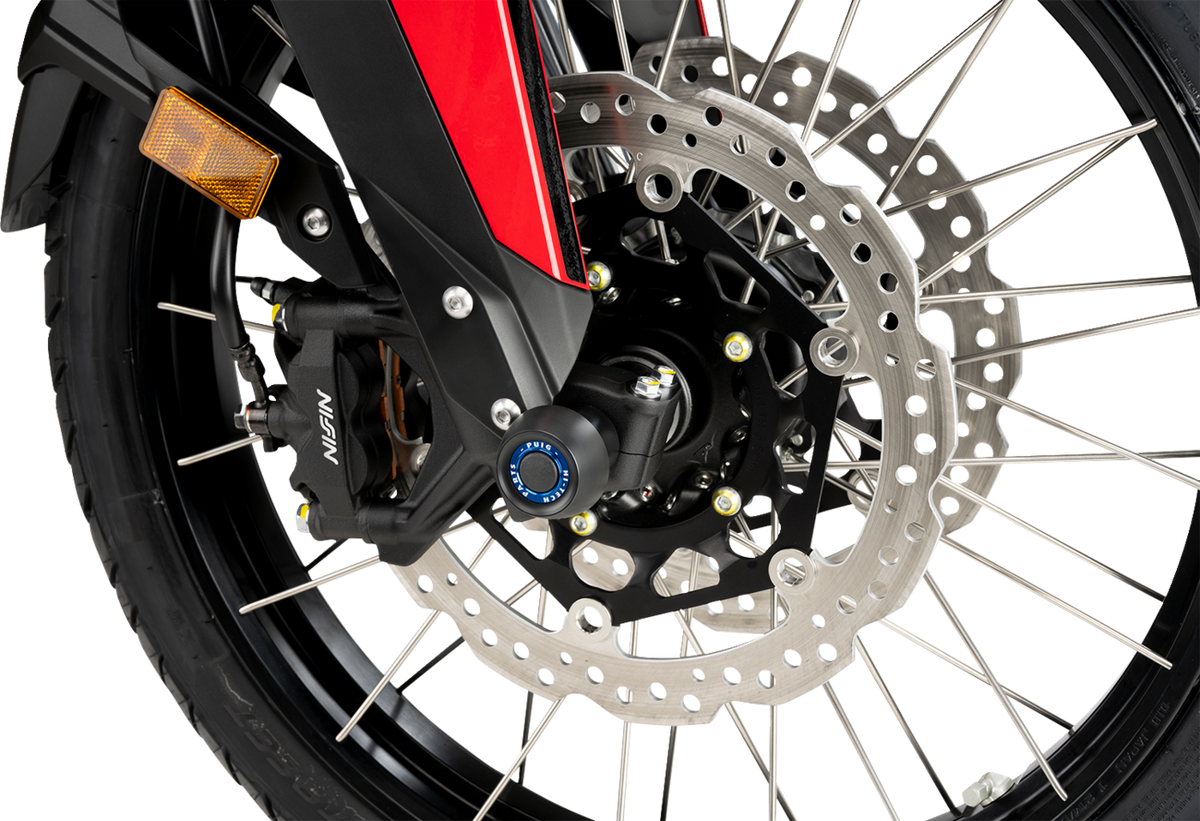 PUIG HI-Tech Parts Axle Sliders - Front - Black - Pair - Honda CRF/Transalp