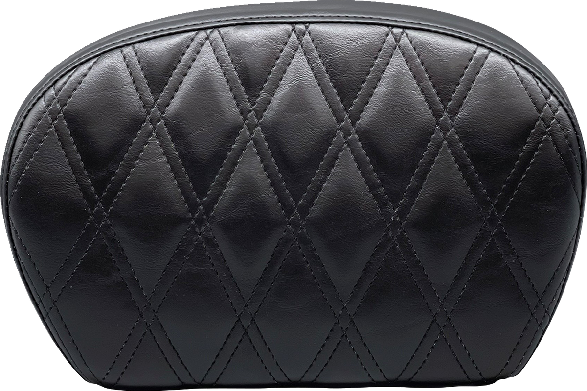 Le Pera Sissy Bar Pad - Large - Vinyl - Double Diamond - Shiny Black