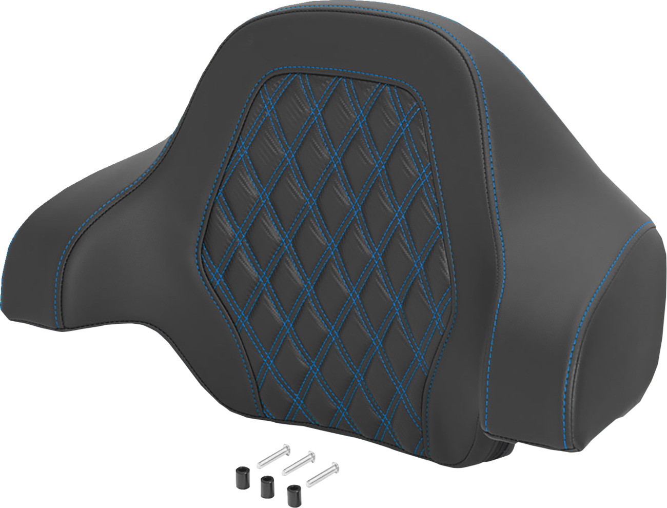 Saddlemen Deluxe Tour Pack Sissy Bar Pad - Black / Blue / Blue Stitching / Carbon Fiber / Lattice Stitched