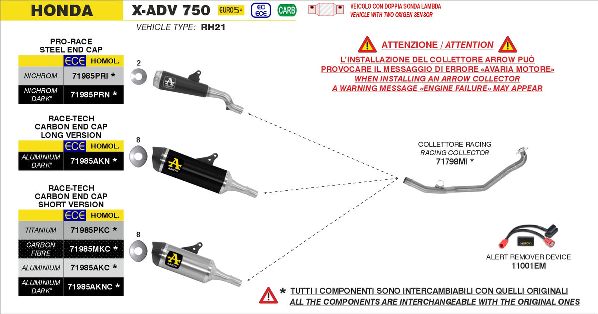 Arrow 71985AKC Race-Tech Aluminium Slip On With Carbon End Cap - Short Version