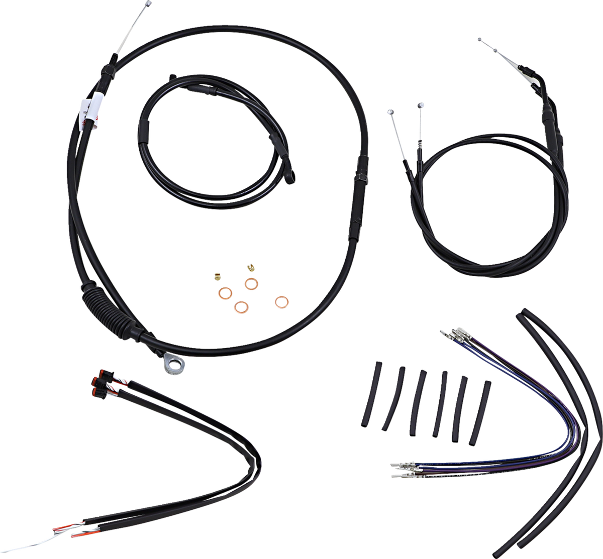 Burly Brand Jail Bar Cable Kit - 12" Handlebars - Black Vinyl - '14-'22 XL