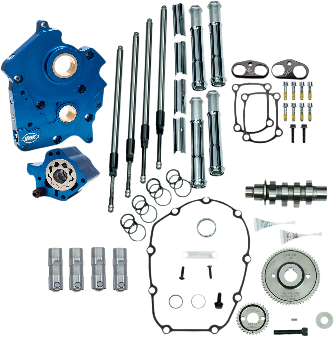 S&amp;S Cycle Cam Chest Kit - Water Cooled - Gear Drive - 465 Cam - Chrome Pushrod Tubes - M8