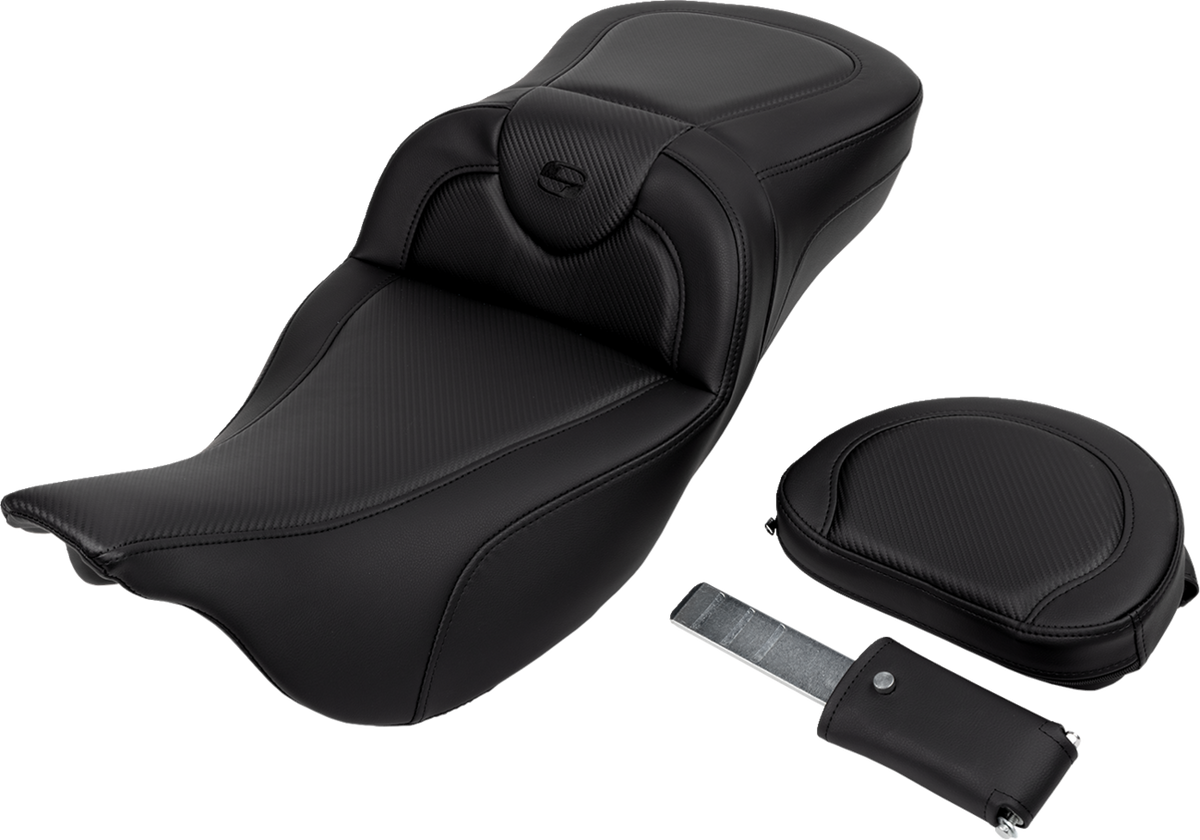Saddlemen Roadsofa™ Extended Reach Seat - Carbon Fiber - Black Stitch - Backrest - FL '08-'24