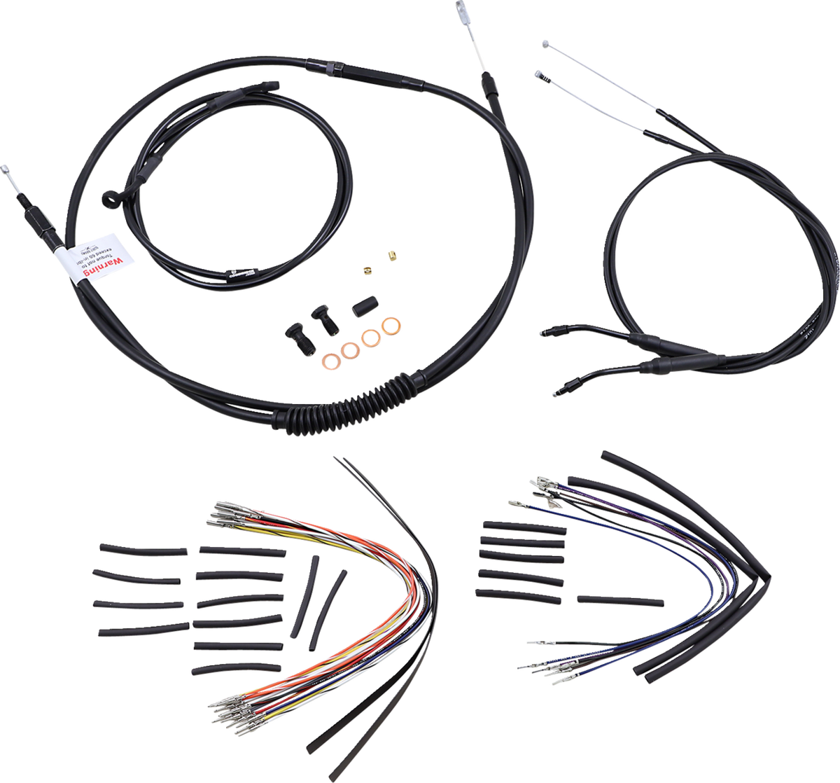 Burly Brand Complete Black Vinyl Handlebar Cable/Line Kit For Ape Hangers - 14" - '06 FXD