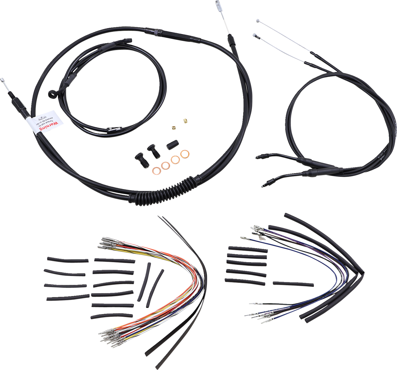 Burly Brand Complete Black Vinyl Handlebar Cable/Line Kit For Ape Hangers - 14" - '06 FXD