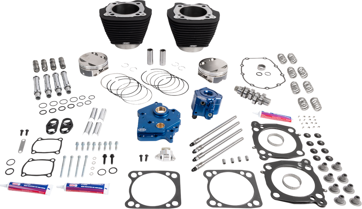 S&amp;S Cycle 132" Power Package - HPT496 - Chain Drive - Oil Cooled - Black W/O Highlights - 114"/117" M8