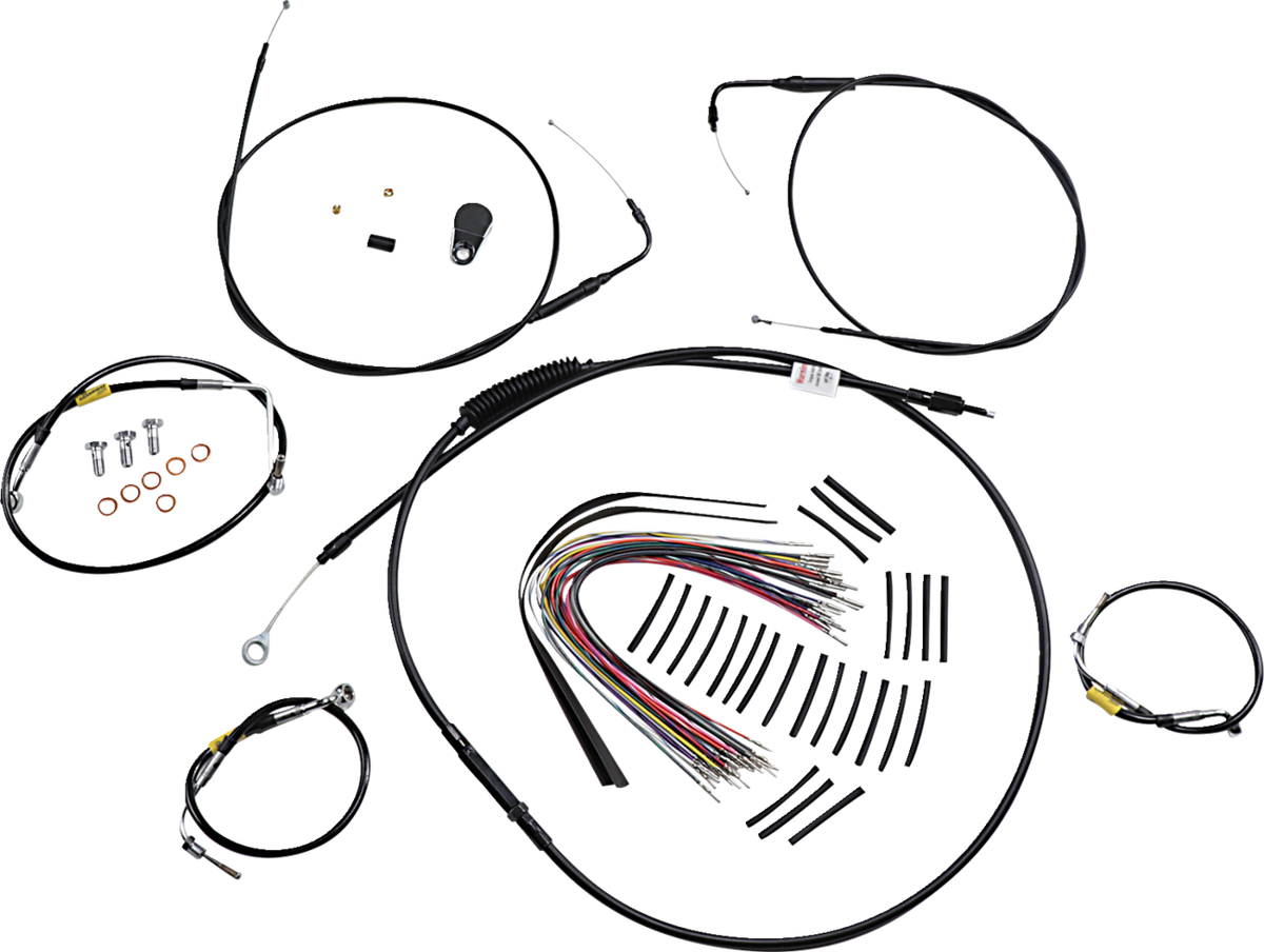 Burly Brand Control Kit For Early Touring Bikes With Bagger Bar Handlebars - 15" - Non-Cruise - Black