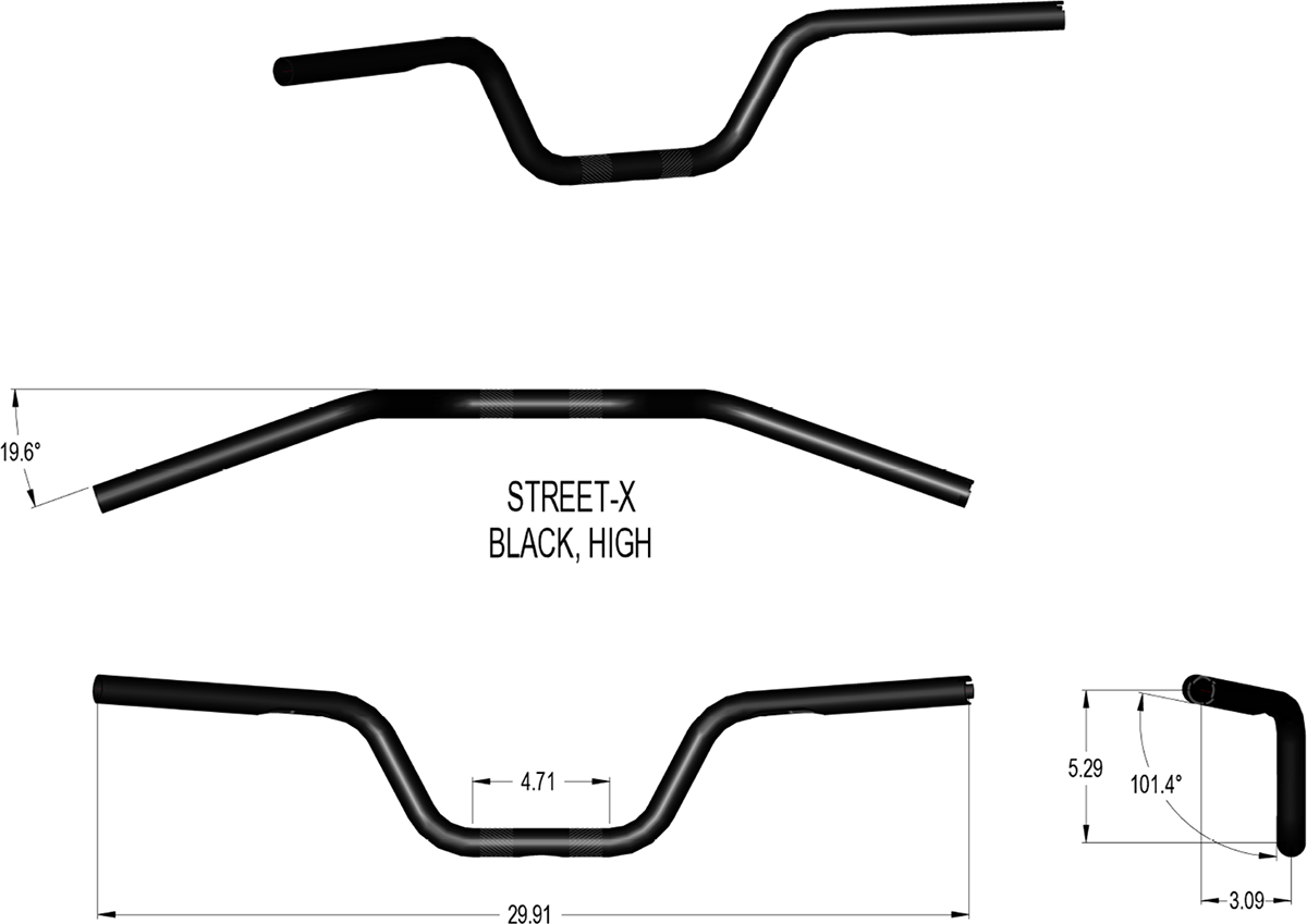 Khrome Werks Street-X Handlebars - High Bend - Black